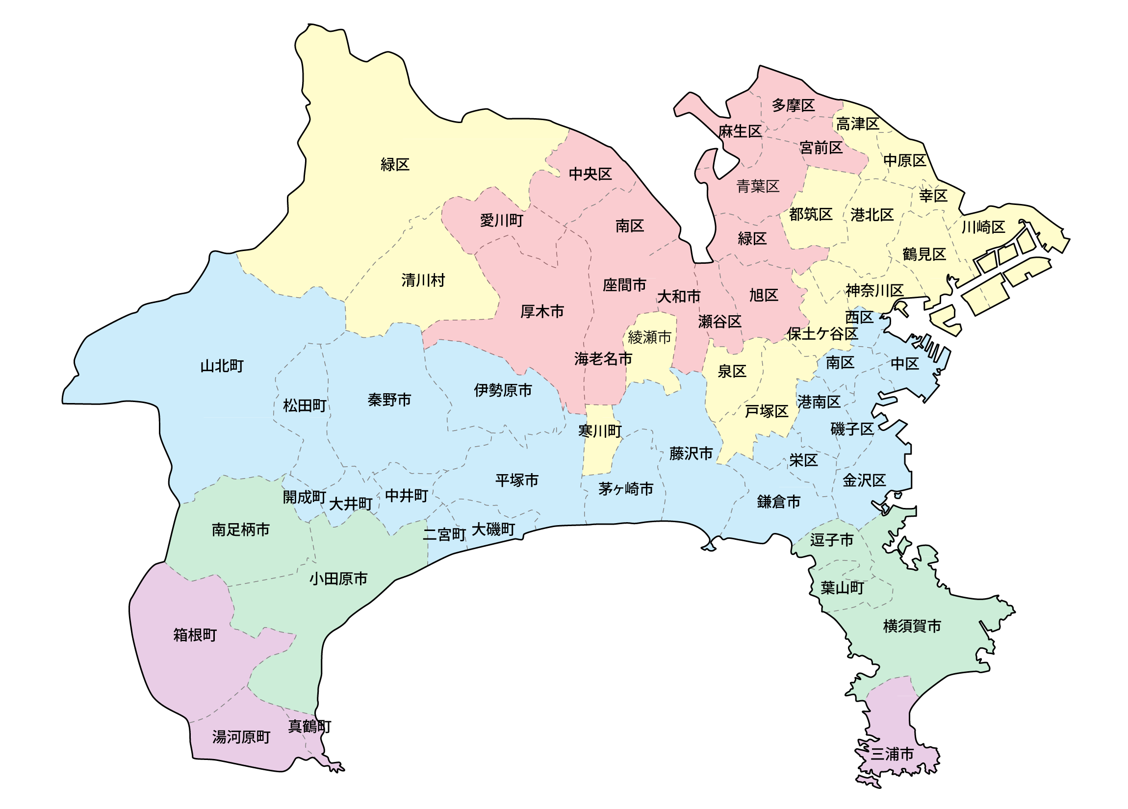 神奈川県の地図